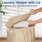 Slim Laundry Hamper with Lid and Wheels, Small Rolling Laundry Basket with - Image 3