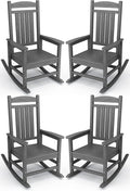 KINGYES HDPE Patio Rocking Chair Set of 4, Outdoor Rocking Chairs Porch Rocker for Adults, Grey by KINGYES