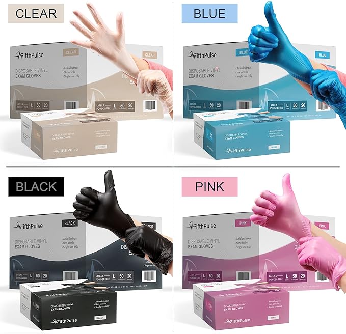 FifthPulse Pink Vinyl Disposable Gloves - Image 7