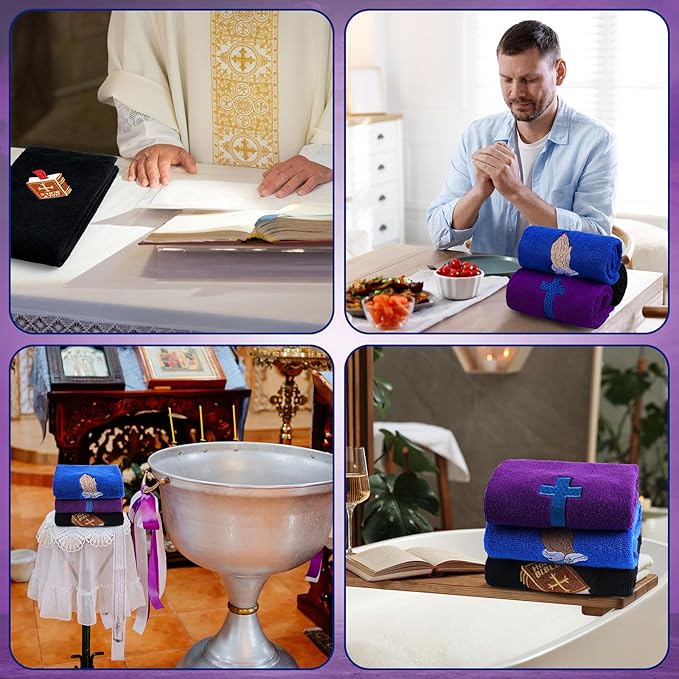 3 Pcs Easter Pastor Hand Towels, Christian Embroidered Religious Cross Cotton - Image 5