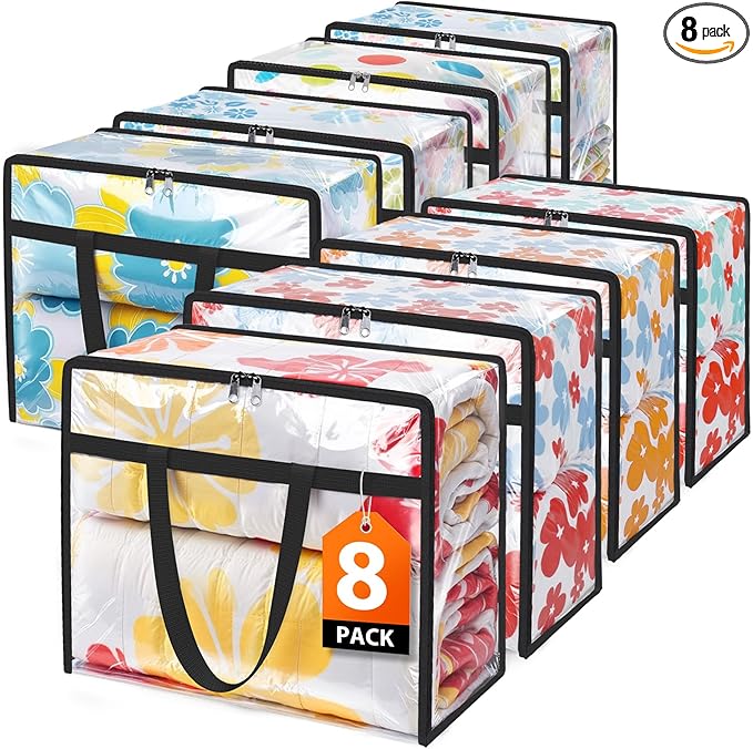 Clear Clothes Storage Bags, 8 Pack Closet Organizers and Under Bed Storage by Unknown