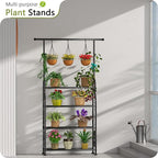 GIOTORENT Plant Stand Indoor Outdoor, 4-Tier Heavy Duty Metal Shelves, Display up to 17 Multiple Plants, Tall Plant Holder with Plant Hanger, Suit for Patio Living Room Garden Balcony, 5 Hooks, Black - Image 2