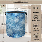 Winter Laundry Basket, Snowflakes Laundry Hamper, Heavy Duty 60L Dirty Clothes - Image 2