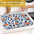 Autumn Pumpkin Dish Drying Mat for Kitchen Counter 16x18 Inch Blue and Orange - Image 7