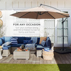 Best Choice Products 10ft Offset Hanging Market Patio Umbrella w/Easy Tilt Adjustment, Polyester Shade, 8 Ribs for Backyard, Poolside, Lawn and Garden - Tan - Image 3