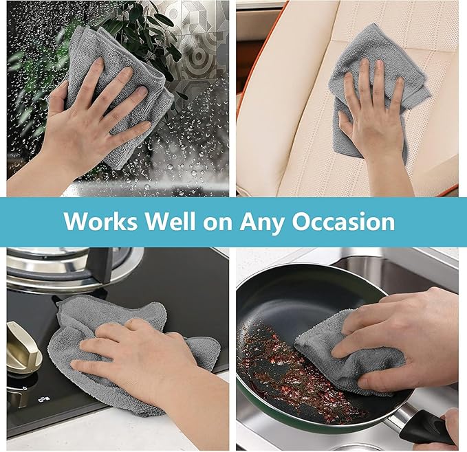 HOMEXCEL Grey Microfiber Cleaning Cloth 100 Pack, Microfiber Towel - Image 6
