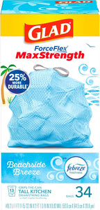 Glad Tall Kitchen Trash Bags 13 Gallon, MaxStrength Beachside Breeze Garbage - Image 10