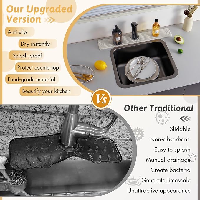 New Version Super Absorbent Faucet Mat, Kitchen Sink Dish Drying Stone Tray - Image 7