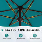 AreShark 7.5FT Patio Umbrella Table Market Umbrella with 6 Sturdy Ribs, Button Tilt/Crank, Heavy-Duty Outdoor Umbrellas for Pool, Deck, Garden and Backyard, Cerulean - Image 7