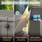 Greesum 110 Gallon Outdoor Storage Box with Lockable Lid, All-Weather Solution for Patio Furniture, Pool Supplies & Garden Tools, Waterproof, UV-Resistant Large Deck Box, Light Coffee - Image 2