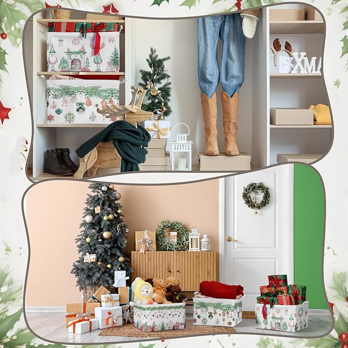 4 Pack Christmas Storage Bin Collapsible Large Christmas Storage Baskets - Image 5