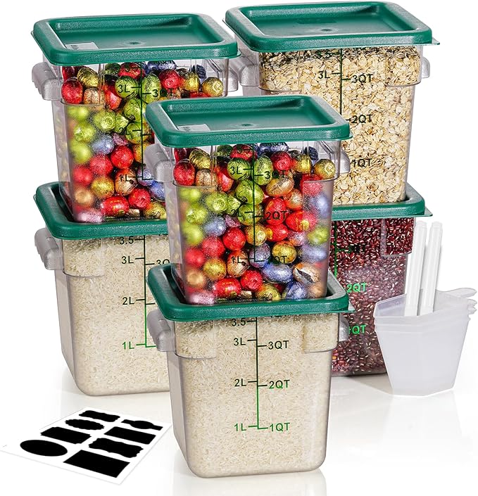 8QT NSF Food Storage Containers: 6PCS Commercial Clear Food Storage Containers by SVKLHY