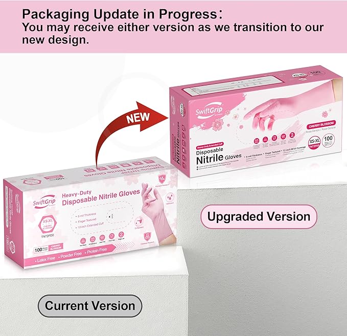 Disposable Nitrile Dishwashing Gloves, Extended 12 Inches Cuff, Cherry Blossom - Image 9