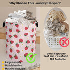 Cute Pink Strawberry Laundry Basket, Extra Large Foldable Hamper - Image 3