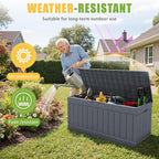 Greesum Outdoor Storage Box 82 Gallon Storage Bin with Lid for Patio Furniture, Garden Tools, Pool Supplies, Waterproof and UV Resistant, Lockable, Gray - Image 3