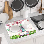 Giwawa Easter Gnome Dish Drying Mat Floral Eggs Bunny Kitchen Drainer Mat 16x18 - Image 6