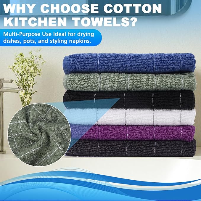 6 Pack 100% Cotton Wash Cloth, 12x12 Inch Highly Absorbent and Soft Feel - Image 4