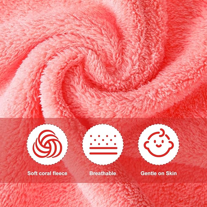 Syhood 12 Pieces Face Wash Cloth 12 x 12 in Makeup Remover Cloths Towel Coral - Image 4