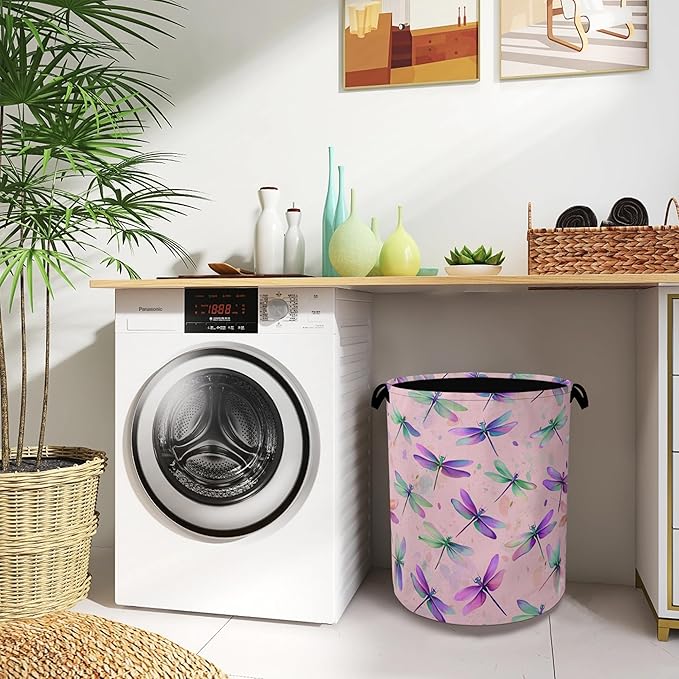 Colorful Dragonfly Laundry Basket, Foldable - Image 8