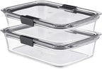 Rubbermaid Brilliance Glass Food Storage Containers, 8 Cup, Leak-Proof by Rubbermaid