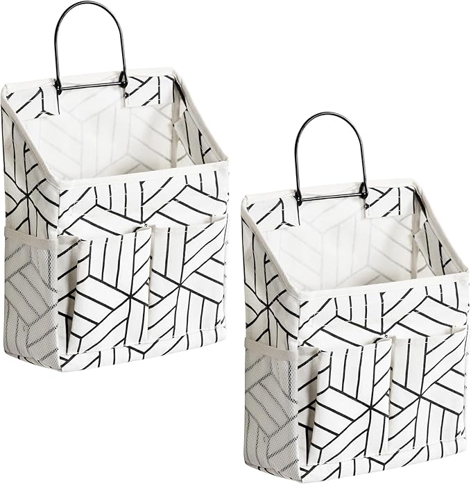 2pcs Wall Hanging Storage Bag, Small Door Closet Linen Fabric Pockets Organizer by HZZTYBRNY