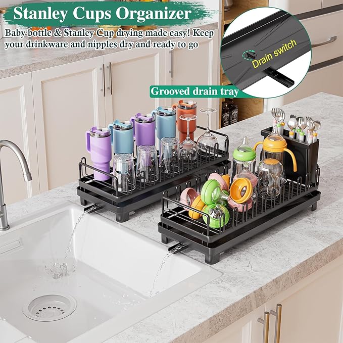 Small Dish Drying Rack for Kitchen Counter, Dish Drainer Drying Rack - Image 7