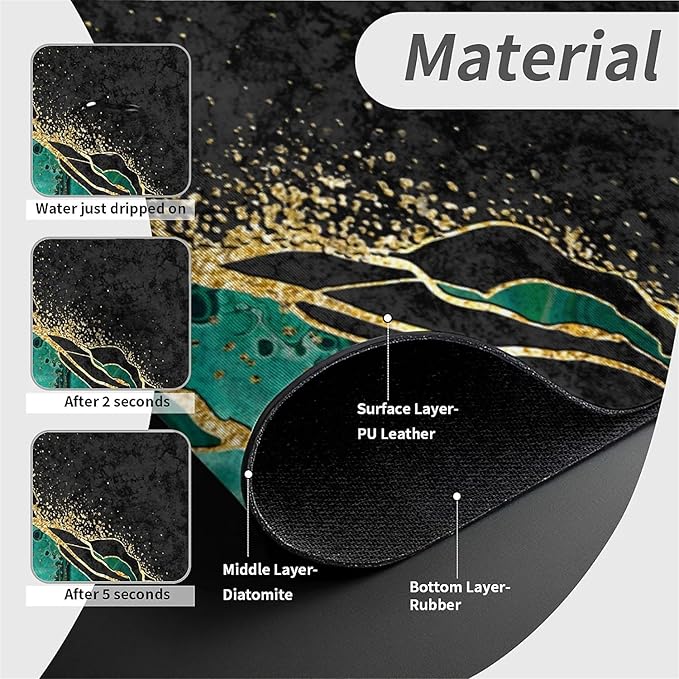 Kitchen Sink Splash Guard，Black and green gold marble Faucet Mat Sink - Image 4