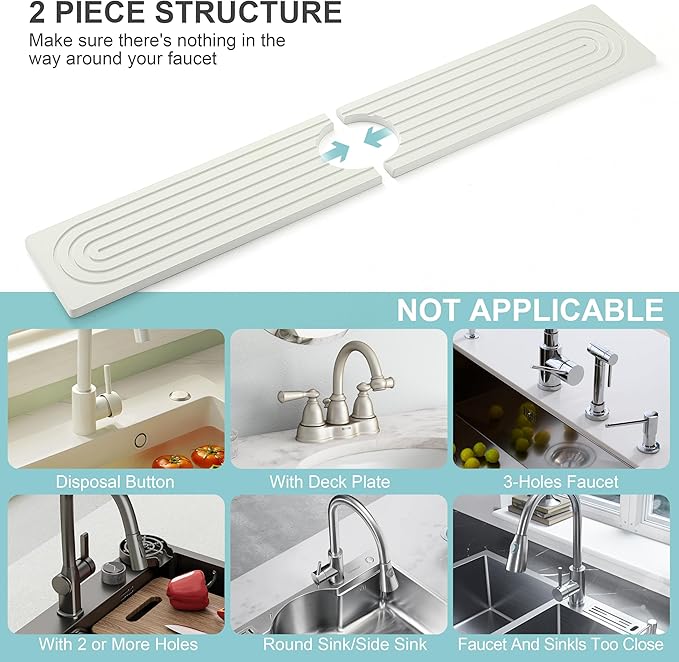 Faucet Mat for Kitchen Sink, Diatomite Fast Drying Stone Sink Tray, Super - Image 5