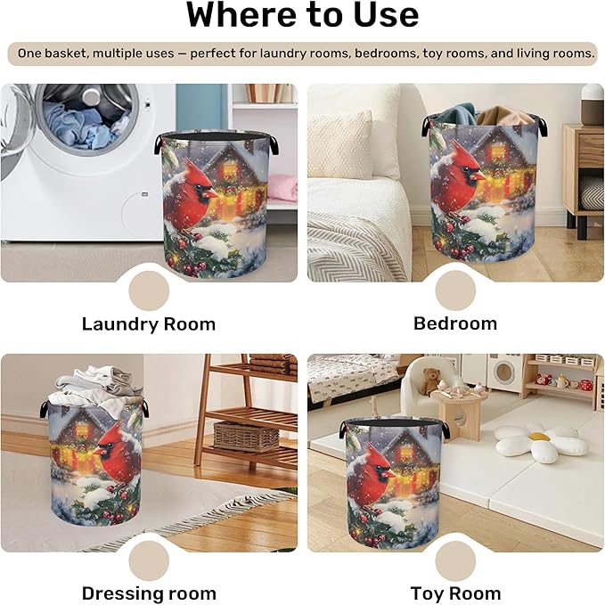Red Cardinal Cottage Foldable Laundry Hamper - Image 4