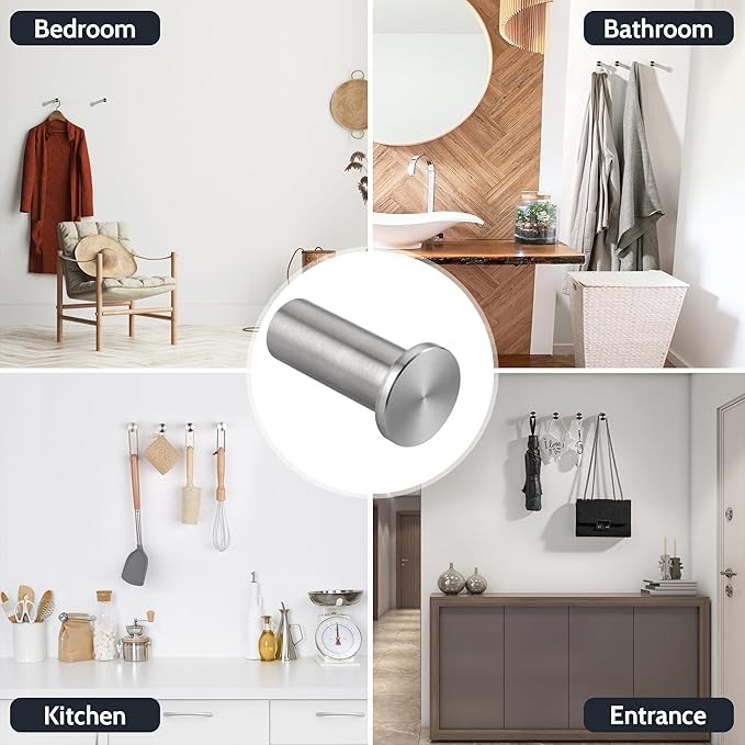 SAYAYO Modern Coat Hooks Wall Mount, Brushed Nickel Towel Hooks - Image 6