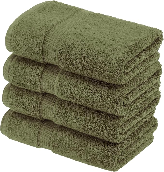 Superior Solid Egyptian Cotton Hand Towel Set, Forest Green by SUPERIOR