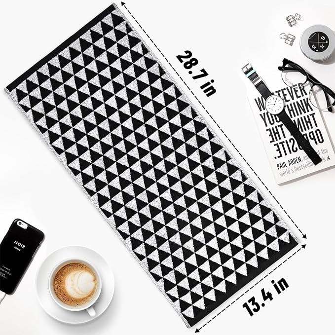 Black and White Hand Towels, 4 Pack Cotton Soft Face Towel 13x29 Inches - Image 7