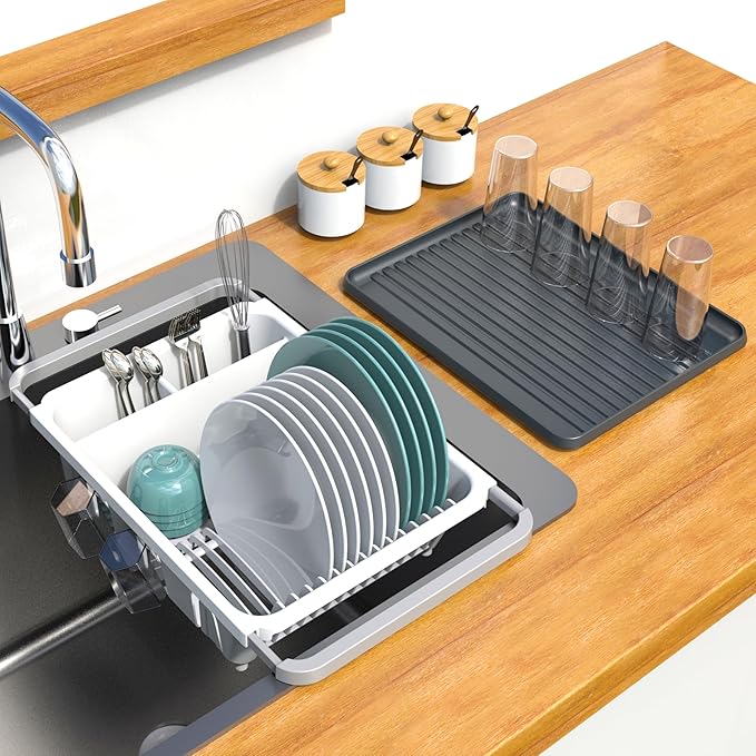 Dish drying rack expandable over the sink, in the sink and by EMTETRENDS