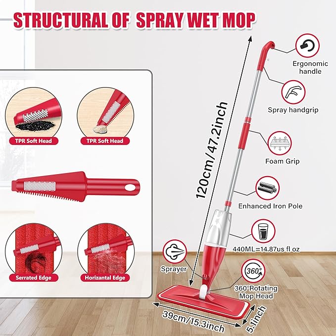 Spray Wet Mops for Hardwood Floor Cleaning: EXEGO Microfiber Dry Dust - Image 2