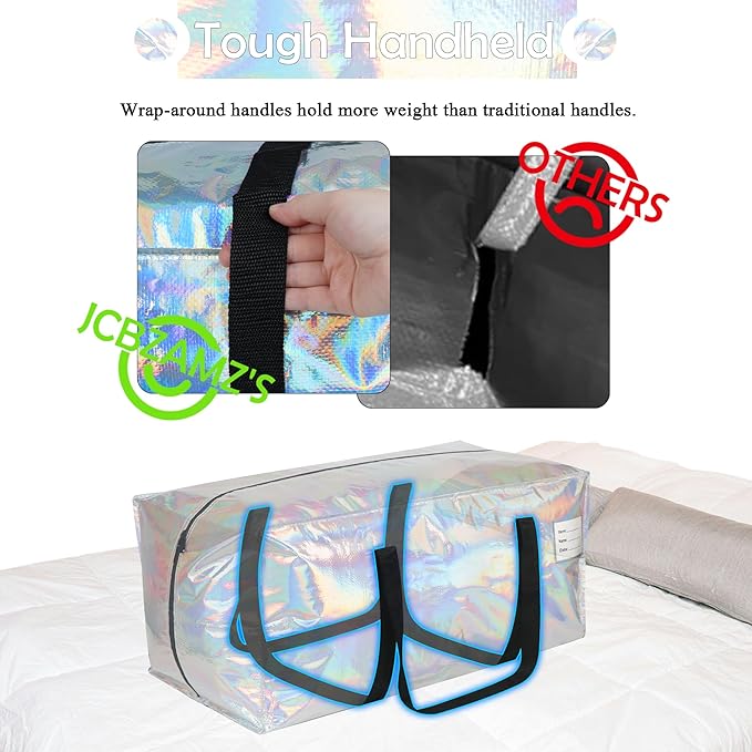 6 Pack Heavy Duty Moving Bags Extra Large Waterproof Foldable Clothing Storage - Image 3