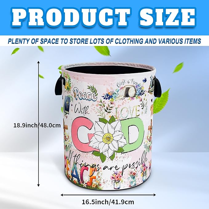 Christian Peace Laundry Basket God Bible Verse Oxford Cloth Laundry Hamper - Image 3