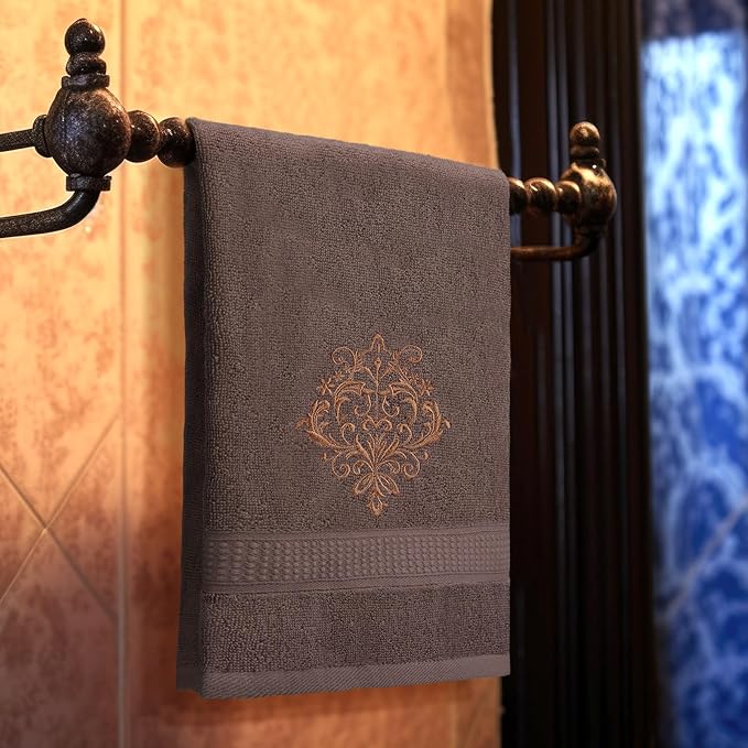 3 Pcs Vintage Brown Hand Towels Fancy Decorative Bathroom Towels 13.3 x 29.5'' - Image 4