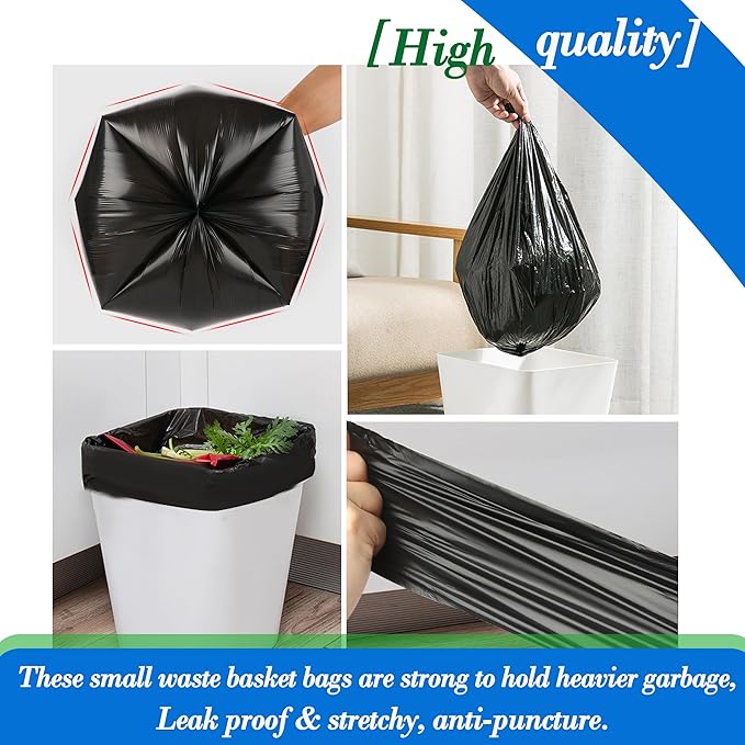6 Gallon 70 pcs Black Trash Bags Strong Black Garbage Bags, Bathroom Trash Can - Image 5