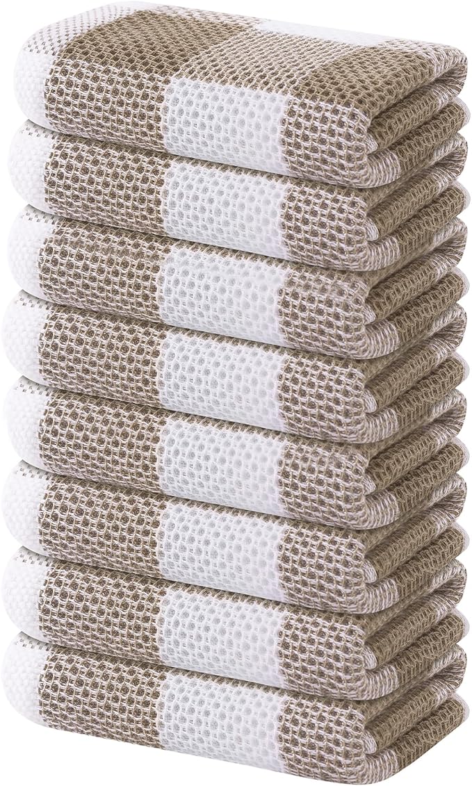 Homaxy 100% Cotton Waffle Weave Check Plaid Kitchen Towels, 13 x 28 Inches by Homaxy