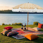AMMSUN 7ft Patio Umbrella with Fringe Outdoor Tassel Umbrella UPF50+ Premium Steel Pole and Ribs Push Button Tilt, Retro Bohemian - Image 5