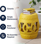 JONATHAN Y TBL1022E Lucky Coins 16" Chinese Ceramic Drum Indoor/Outdoor Garden Stool Bohemian, Coastal, Cottage, French Country, Traditional, for Living Room, Garden Room, Patio, Matte Yellow - Image 5