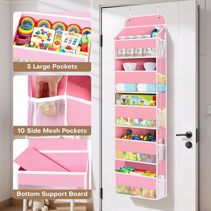 SpaceWhisper Over the Door Organizer, 5 Large Pocket Hanging Storage Organizer - Image 4