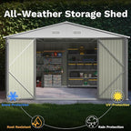 Patiowell 10x14 FT Outdoor Storage Shed, Large Metal Garden Shed with Lockable Door and Sloping Roof, Outside Steel Utility Tool Sheds for Backyard Lawn Garden Patio, Grey - Image 7