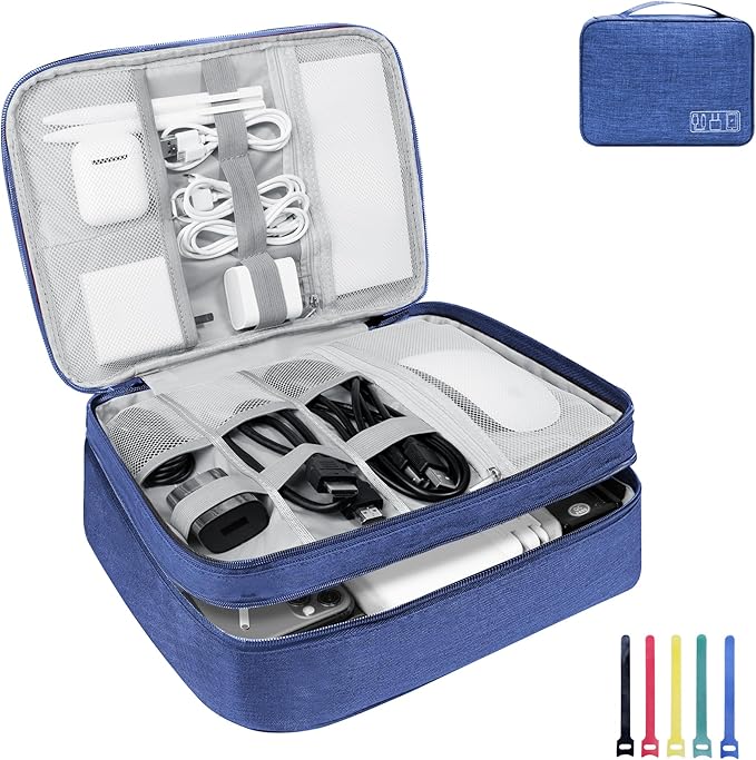 Electronics Travel Organizer, Large Double Layer Portable Waterproof Travel by Lcsmaokin