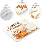 Hello Pumpkin Dish Drying Mat for Kitchen Countertop 16x18 Fall Harvest Leaves - Image 4