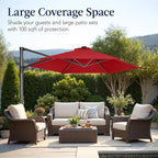 Best Choice Products 10ft Offset Cantilever Hanging Market Patio Umbrella, Smooth 360° Rotation, 8 Sturdy Ribs, Easy Adjustment - Red - Image 4