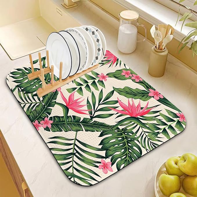 Dish Drying Mat for Kitchen Counter 16x18 Inch, Super Absorbent Dish Drainer Mat - Image 2