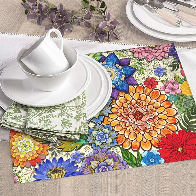 Boho Floral Dish Drying Mats for Kitchen Counter, Absorbent Microfiber Colorful - Image 5
