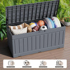 JUMMICO 78 Gallon Outdoor Deck Box Large Resin Storage Box for Patio Furniture Cushions, and Garden Tools (Gray) - Image 3