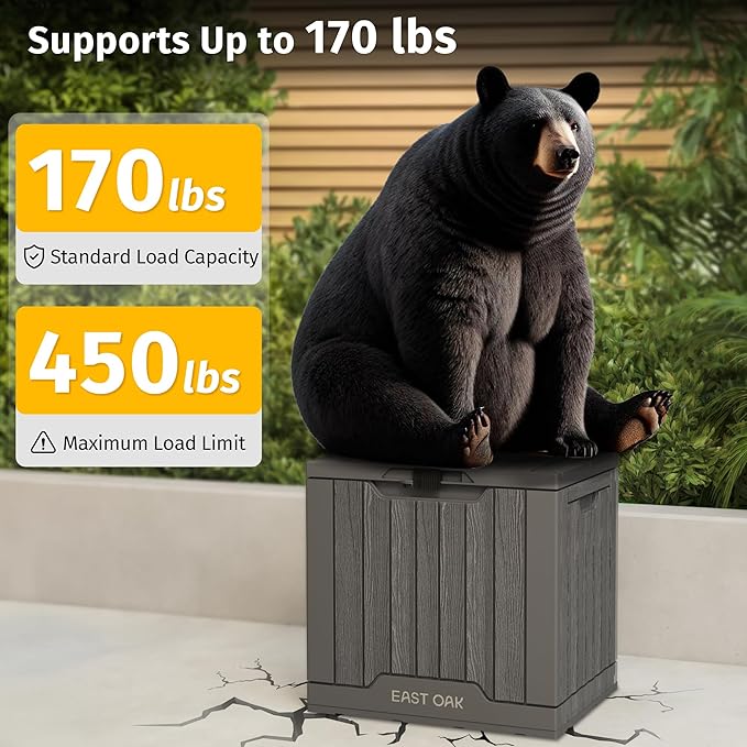 EAST OAK Outdoor Storage Box | 31 Gallon Deck Box Indoor and Outdoor Use | Waterproof Resin Storage Bin with Latch for Patio Cushions, Gardening Tools | UV Resistant | Deep Grey - Image 5